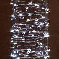 Gerson 30 Light 10' Silver Wire Cool White Battery Operated Outdoor LED Micro Miniature String with Timer