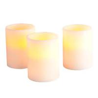 Gerson 3" x 4" Bisque Straight Edge Battery Operated LED Wax Candle Light  (3 pack)