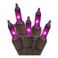 Gerson 100 Light 25' Brown Wire Purple String Lights