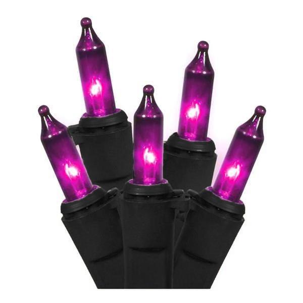 100 Light 25' Black Wire Purple String Lights
