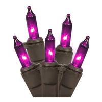 Gerson 100 Light 25' Brown Wire Purple String Lights