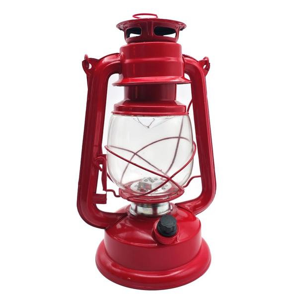 11.5" x 7" Red Metal 15 LED Hurricane Lantern
