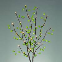Gerson 39" Artificial Green Leaf Battery Operated LED Lighted Branch with Timer (30 Warm White Lights) (Convertible to Electric with Adapter)