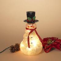 View 12" Lighted Electric Metal / Glass Snowman Decor