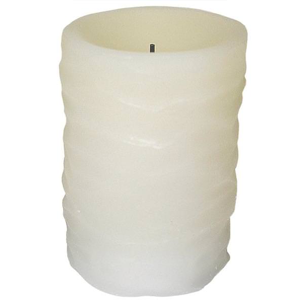 3" x 4" Bisque Ruched (Vanilla Scent) Straight Edge Battery Operated LED Wax Candle Light with Timer