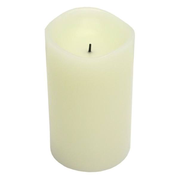 3" x 5" Bisque Faux Blackened Wick (Vanilla Scent) Wavy Edge Battery Operated Full Candle Glow LED Wax Candle Light with Timer