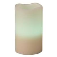 Gerson 4" x 3" Bisque Remote Ready (Vanilla Scent) Wavy Edge Battery Operated Rechargeable LED Wax Candle Light with Timer