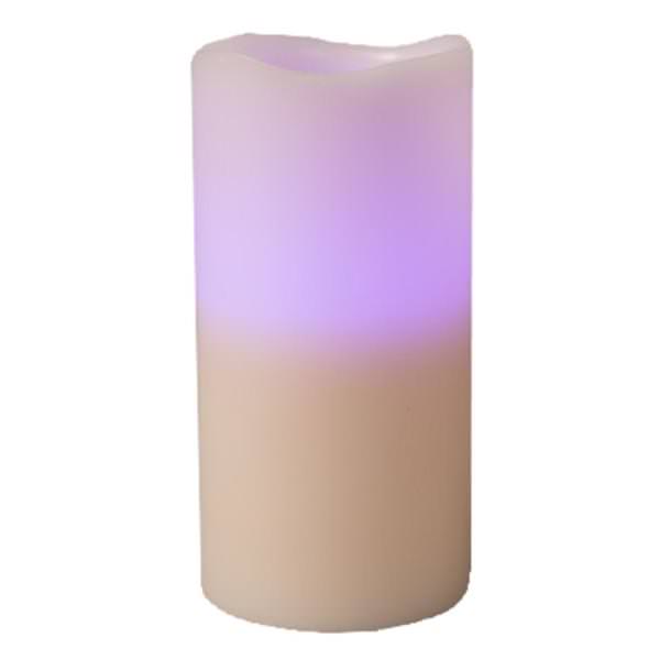 6" Bisque Remote Ready (Vanilla Scent) Wavy Edge Battery Operated Rechargeable LED Wax Candle Light with Timer