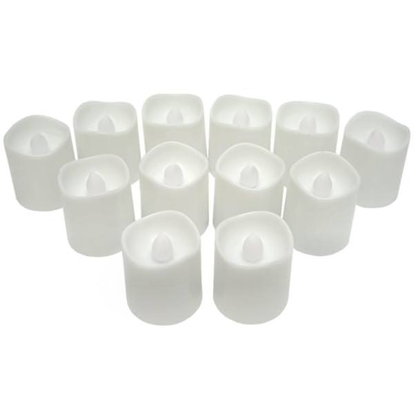 1.75" Battery Operated White Plastic Votive Candle LED (12 pack)