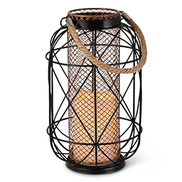 10" Wire Metal Lantern Wavy Edge Battery Operated LED Candle Light with Timer