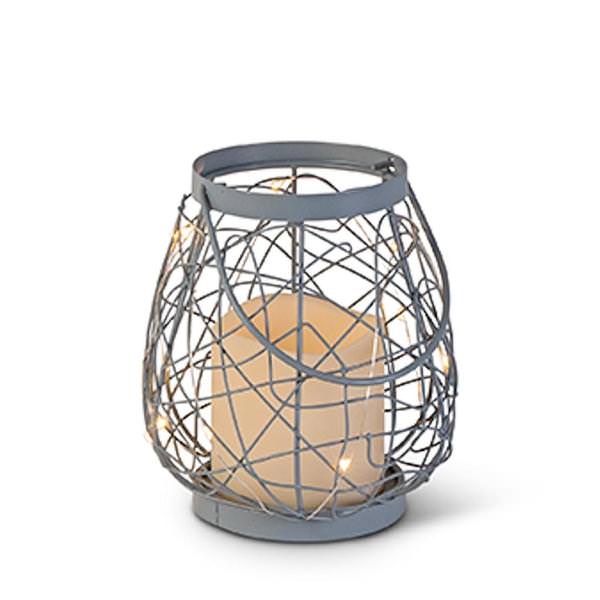 6" Wild Wire Lantern Wavy Edge Battery Operated LED Candle with Timer