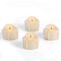 View 1.6" x 1.2" Bisque Wavy Edge Battery Operated LED Tealights (4 pack)
