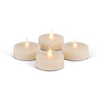 View 2.4" Bisque Battery Operated Jumbo LED Tealights with Timer (4 pack)