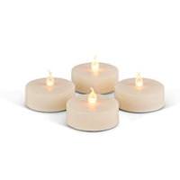 View 1.9" Bisque Battery Operated Jumbo LED Tealights with Timer (4 pack)