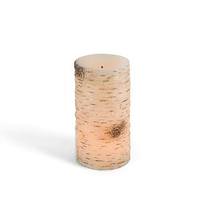 Gerson 3" x 6" Birch Texture Straight Edge Battery Operated LED Wax Pillar Candle Light with Timer