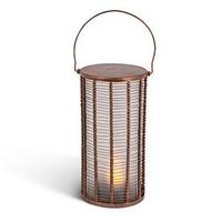 Gerson 10" Copper Wire Cylinder Lantern with Flame Stake FireGlow™ Technology Battery Operated LED Lantern with Timer