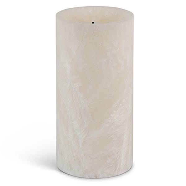 6" Bisque Ice Effect Straight Edge Battery Operated LED Wax Candle with Timer