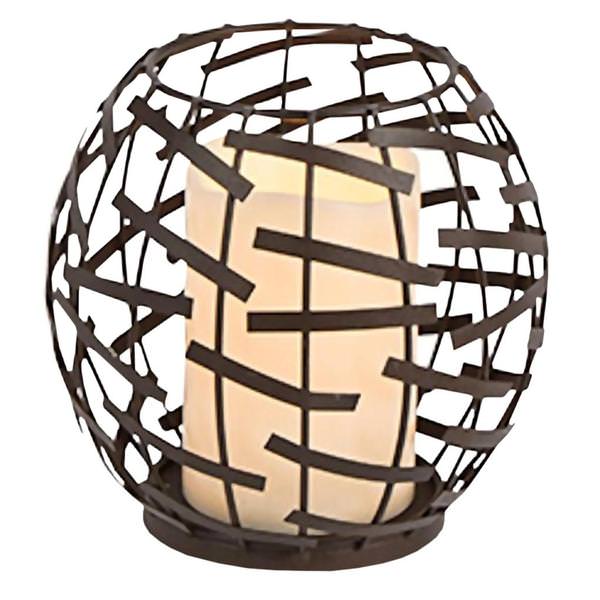 6" Metal Strip Lantern Wavy Edge Battery Operated LED Candle with Timer