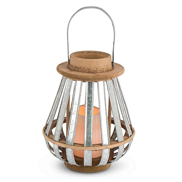 12.8" Cone Shaped Lantern Wavy Edge Battery Operated LED Candle with Timer