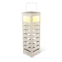Gerson 23.5" Weathered White Battery Operated LED Lantern with Timer