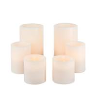 Gerson 3, 4 & 6" Bisque Straight Edge Battery Operated LED Wax Candle Light with Timer (Set of 6)