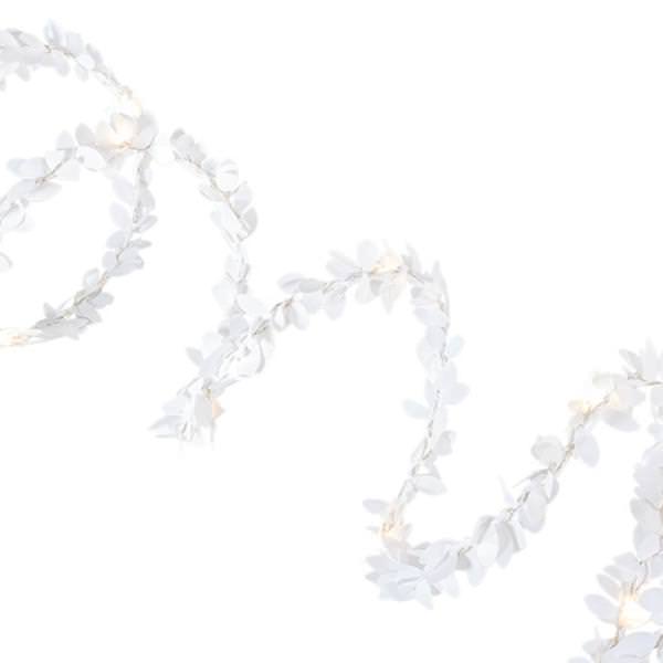 10' Artificial White Boxwood 30 Lights Battery Operated LED Lighted Garland with Timer