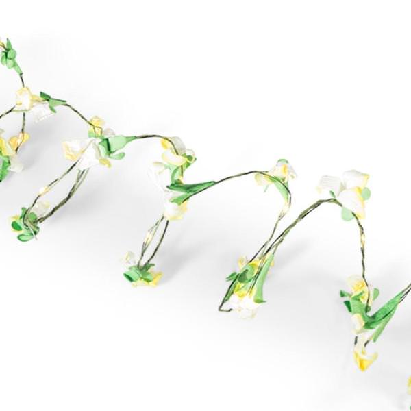10' Artificial Yellow Flower 30 Lights Battery Operated LED Lighted Garland with Timer
