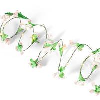 Gerson 10' Artificial Pink Flower 30 Lights Battery Operated LED Lighted Garland with Timer