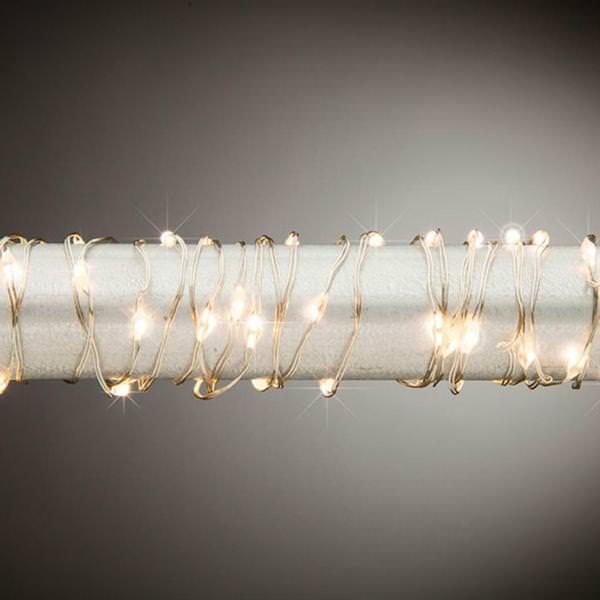 66 Light 11' Silver Wire Warm White LED Micro Twinlking Lights String