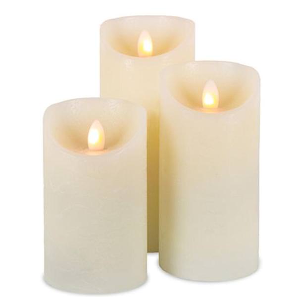 5"/6"/7" Bisque Wavy Edge Battery Operated LED Wax Candle Light with Timer (Set of 3)