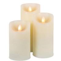 View 5"/6"/7" Bisque Wavy Edge Battery Operated LED Wax Candle Light with Timer (Set of 3)