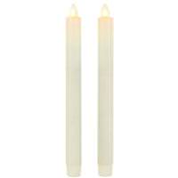Gerson 9.85" Bisque Aurora Flame Battery Operated Taper Candle Light (2 pack)