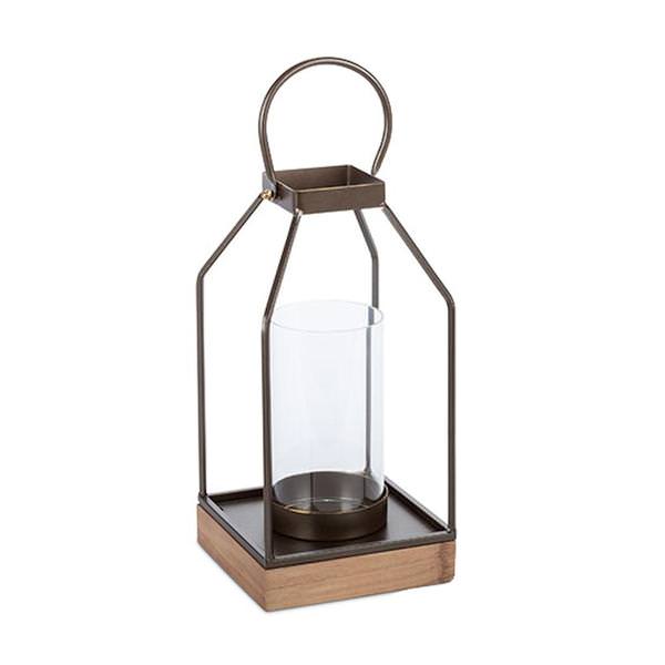 13" Metal Lantern with Glass Tube