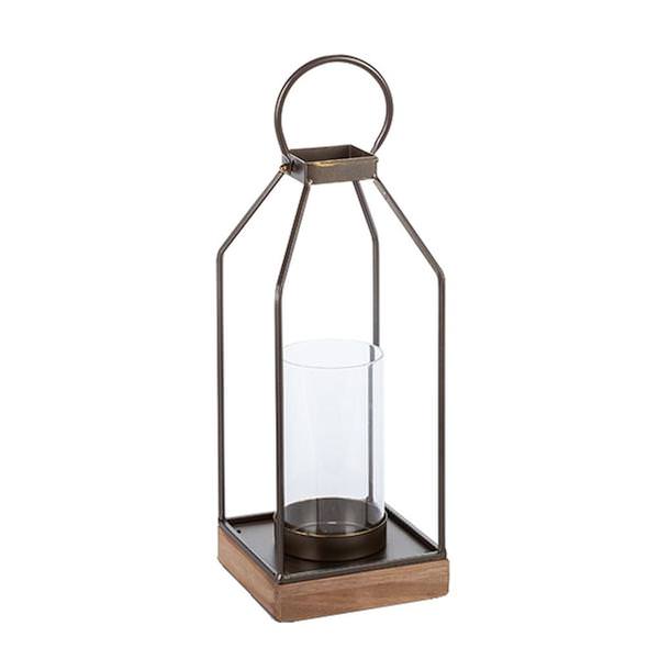 13.4" Metal Lantern with Glass Tube