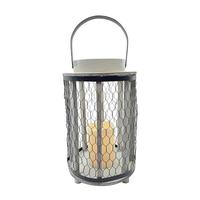Gerson 12" Wood and Metal Honeycomb Battery Operated LED Lantern with Timer