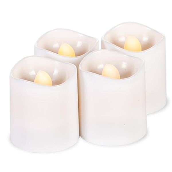 1.5" x 1.7" Everlasting Glow White Resin Battery Operated Votive Candle LED with Timer (4 pack) (Batteries Included)