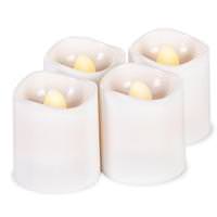 Gerson 1.5" x 1.7" Everlasting Glow White Resin Battery Operated Votive Candle LED with Timer (4 pack) (Batteries Included)
