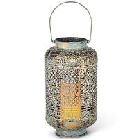 Gerson 12.2" Metal Lantern Battery Operated LED Candle Light with Timer