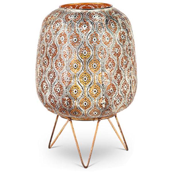 13.8" Metal Lantern Battery Operated LED Candle Light with Timer