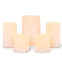 Gerson 3" 4" & 5" Bisque Wavy Edge Battery Operated LED Resin Candle Light with Timer (Set of Five)