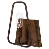 Gerson Brown Metal Battery Operated Wall Sconce with LED Bulb