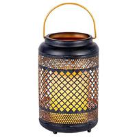 Gerson 8" Metal Lantern Battery Operated Candle Light with Timer