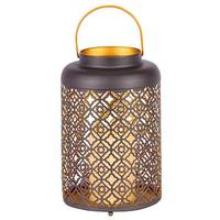 Gerson 10" Metal Lantern Battery Operated LED Candle Light with Timer