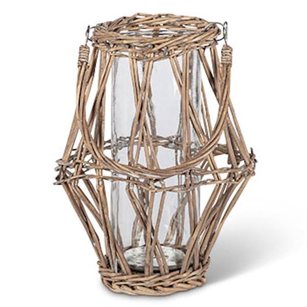 10.6" White and Gray Lantern with Glass Tube