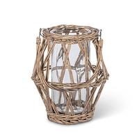 Gerson 8.7" White and Gray Lantern with Glass Tube