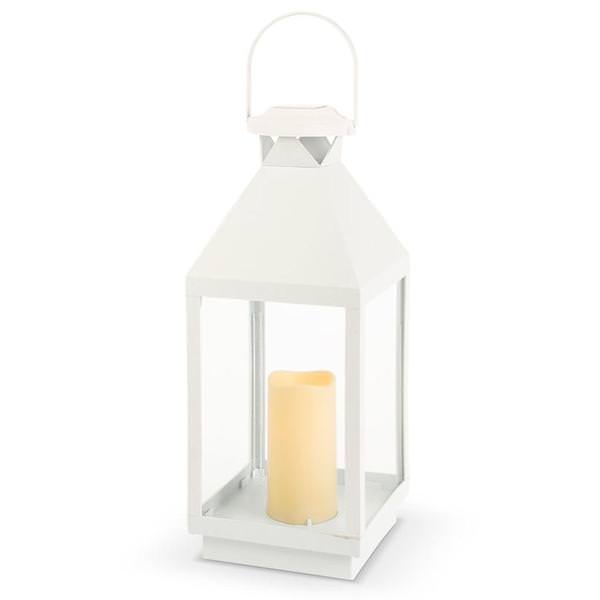 18" White Battery Operated LED Candle with Timer