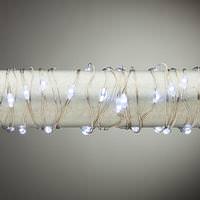 Gerson 5' 30 Light Silver Wire Cool White Battery Operated Indoor LED Micro Miniature String with Timer