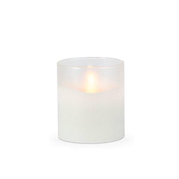 3.5" x 4" Frosted Glass Outdoor Battery Operated Illumaflame LED Wax Candle Light with Timer
