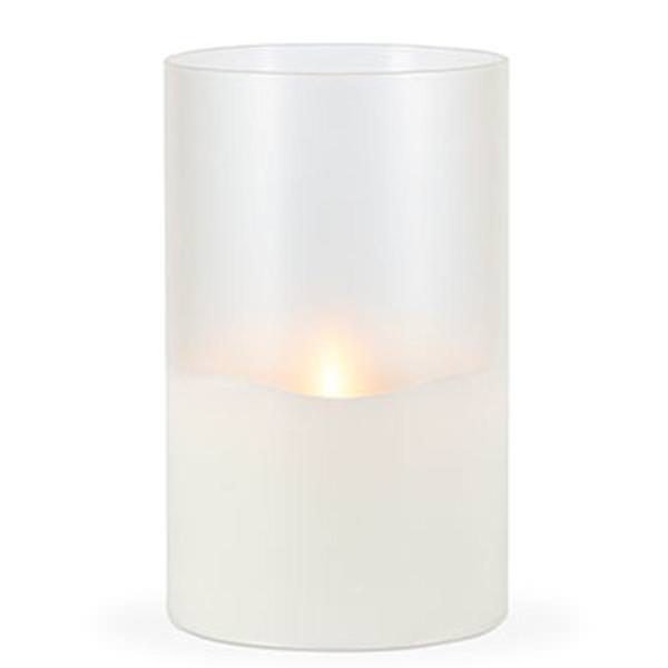 5" x 8" Frosted Glass Outdoor Battery Operated Illumaflame LED Wax Candle Light with Timer