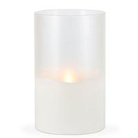 View 5" x 8" Frosted Glass Outdoor Battery Operated Illumaflame LED Wax Candle Light with Timer
